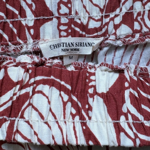 Christian Siriano Linen Wide Leg Pants Size Medium Rust and Cream Coloring - Picture 4 of 5